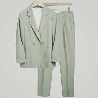   【単品注文】【ボトムス】韓国風ファッション 無地 スーツ+サイドポケット パンツ 上下セット  