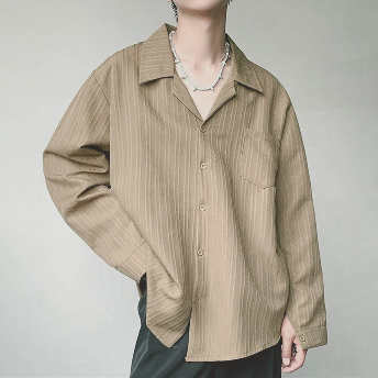  【トップス】韓国風ファッション 長袖 シンプル レトロ ストライプ柄 シャツ  