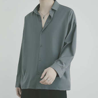   【トップス】超人気 シンプル 長袖 無地 シングルブレスト 折り襟 シャツ  