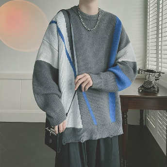   【トップス】韓国風ファッション 絶対可愛い 上品なシルエット 配色 セーター  