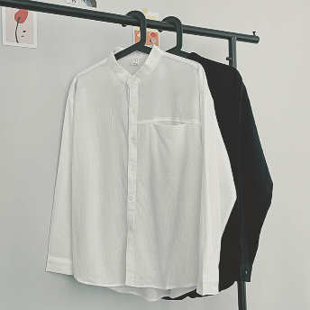   【トップス】最安挑戦 シンプル折り襟ギャザー無地シングルブレスト シャツ  