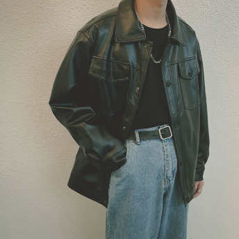   【アウター】個性的なデザイン レトロ長袖折り襟シングルブレストPUジャケット  