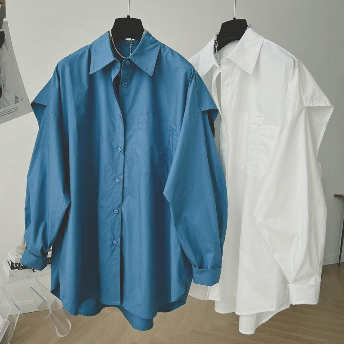   【STAFF SNAP】【トップス】上品なシルエット カジュアル長袖シングルブレストPOLOネックシャツ  
