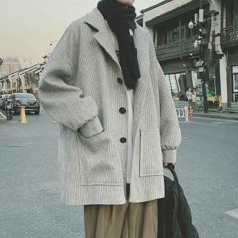   【アウター】個性的なデザイン カジュアル 折り襟 ポケット付き 長袖 コート  