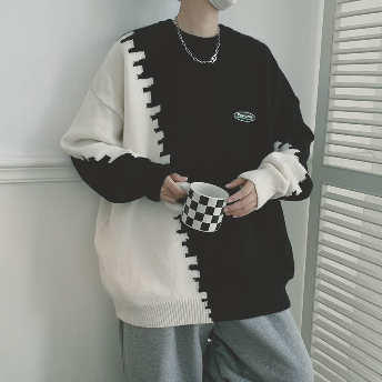   【トップス】韓国系 カジュアル 定番 ファッション 配色 ニットセーター  