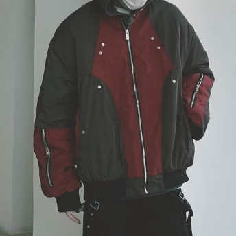   【アウター】デザイン性抜群 防風 配色ジッパー長袖スタンドネックファッション ジャケット  