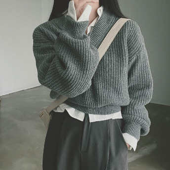   【トップス】今季大注目 ファッション Vネック プルオーバー 高級感 ニットセーター  