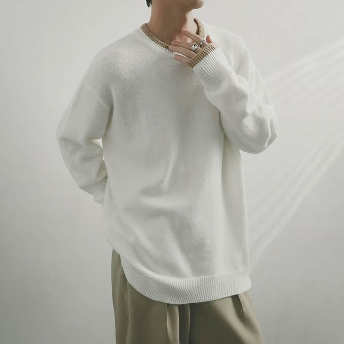   【トップス】韓国風ファッション 配色 切り替え ラウンドネック 清新 セーター  