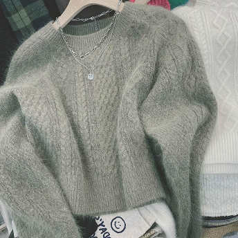   【トップス】女っぽさが漂う カジュアル長袖ラウンドネックプルオーバーニットセーター  