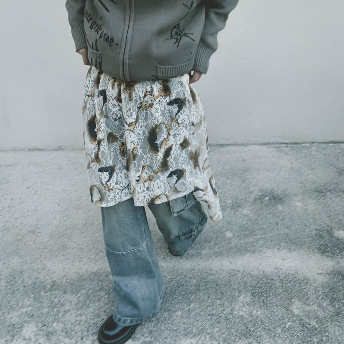   【ボトムス】個性的なデザイン ボヘミアンスタイル 透かし編み Aライン スカート  