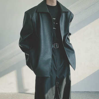   【アウター】個性的なデザイン 長袖 韓国系 折り襟 定番 サイドポケット ジャケット  