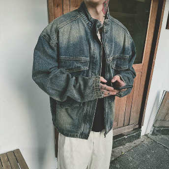   【アウター】個性的なデザイン レトロ長袖スタンドネックジッパージャケット  
