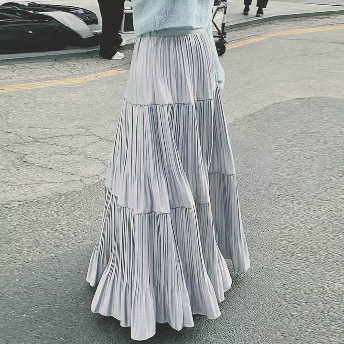   【ボトムス】今季注目 通勤 大きめのサイズ感 ギャザー スウィート ロング スカート  