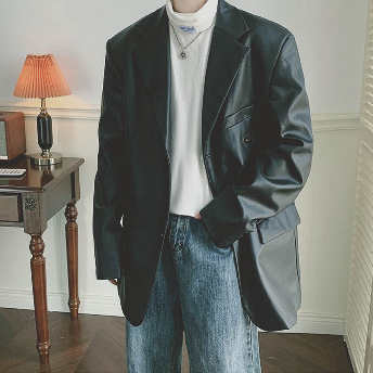   【アウター】今季注目 韓国系 シングルブレスト 折り襟 ポケット付き 長袖 ジャケット  