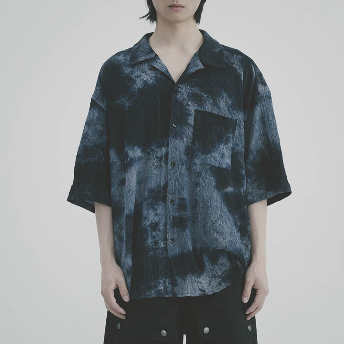   【STAFF SNAP】【トップス】個性的なデザイン ストリート系半袖シングルブレストVネックシャツ  