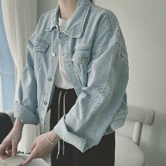   【アウター】韓国風ファッション 無地折り襟ポケット付きボタンジャケット  